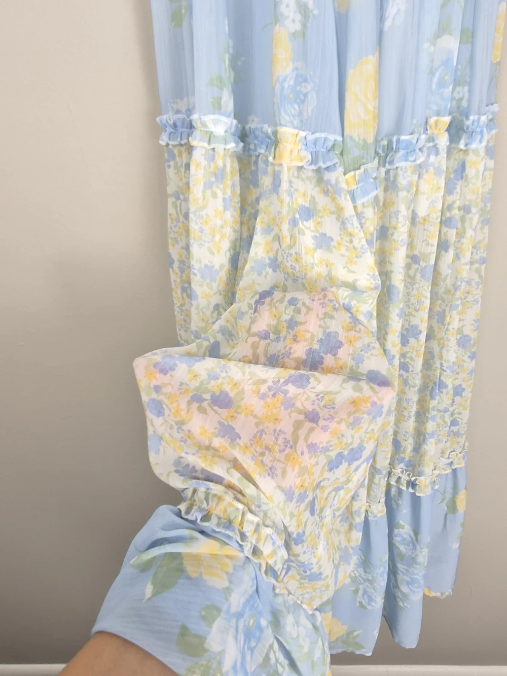 Altar'd State Floral Tiered Ruffle Maxi Dress Light Blue Cottagecore Coquette M - Picture 8 of 16
